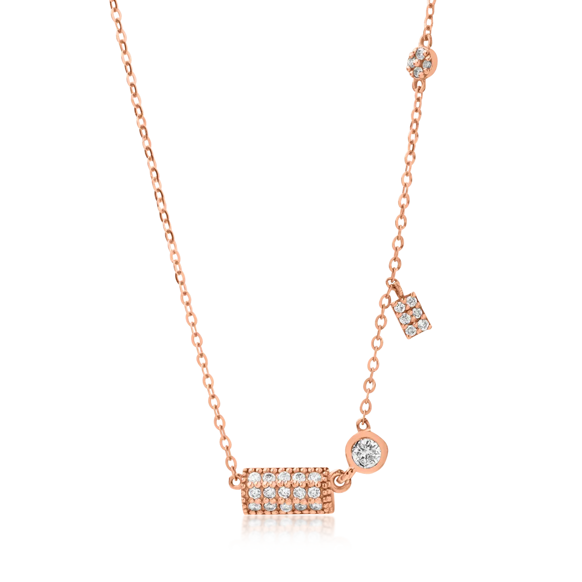 18K rose gold pendant necklace with 0.275ct diamonds