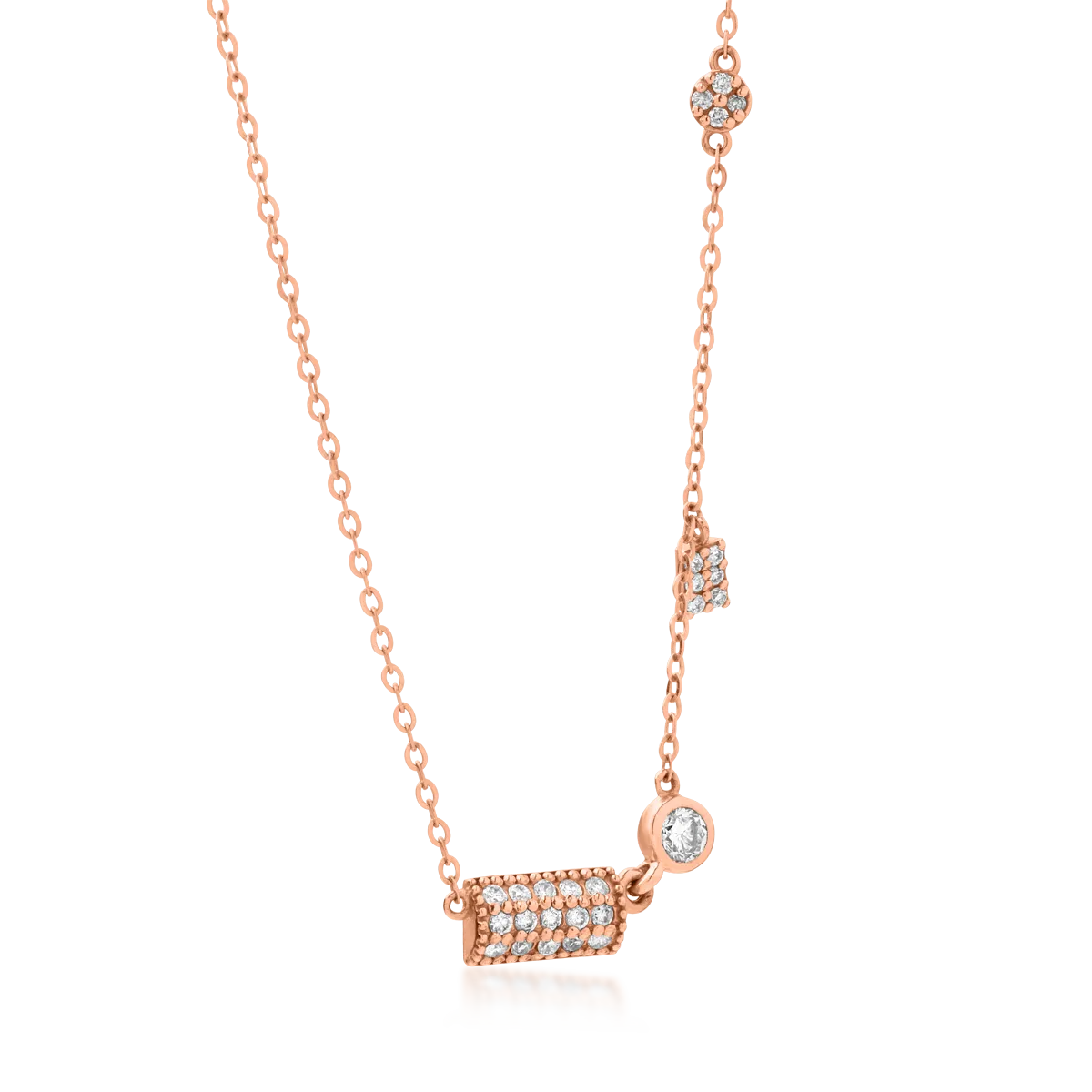18K rose gold pendant necklace with 0.275ct diamonds