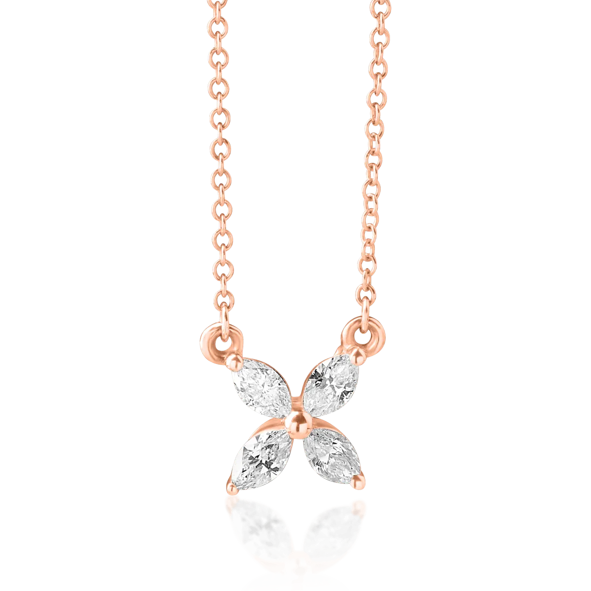 18K rose gold pendant chain with 0.328ct diamonds