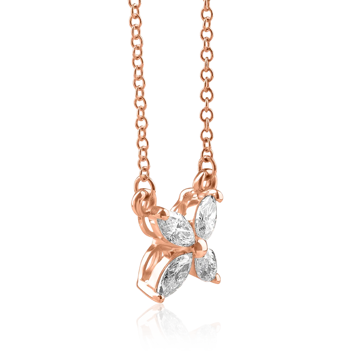 Lant cu pandantiv din aur roz de 18K cu diamante de 0.328ct
