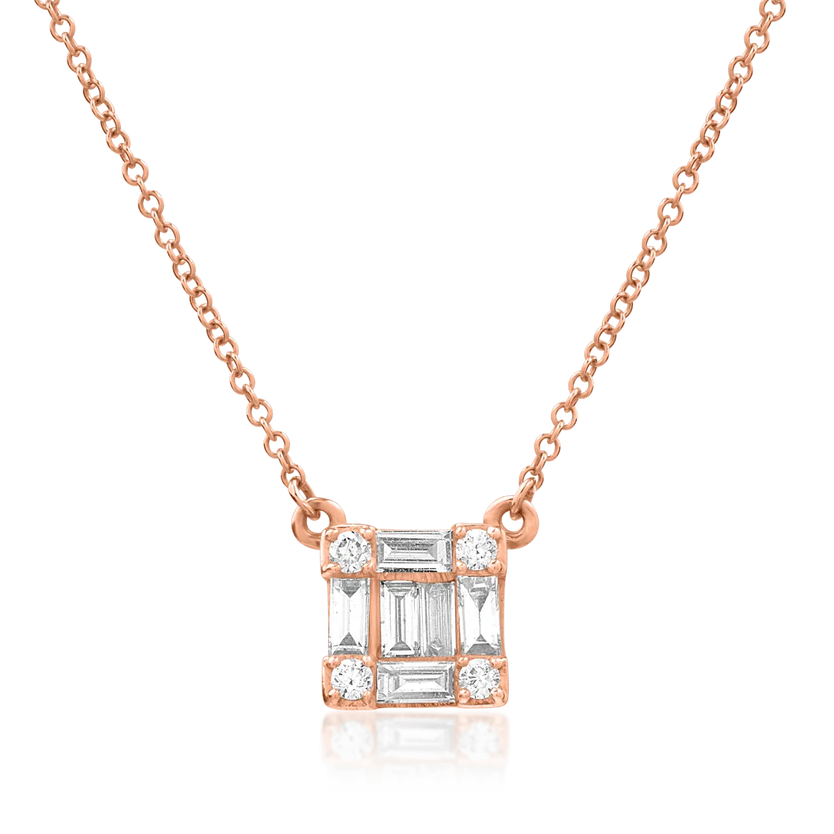 18K rose gold pendant chain with 0.268ct diamonds