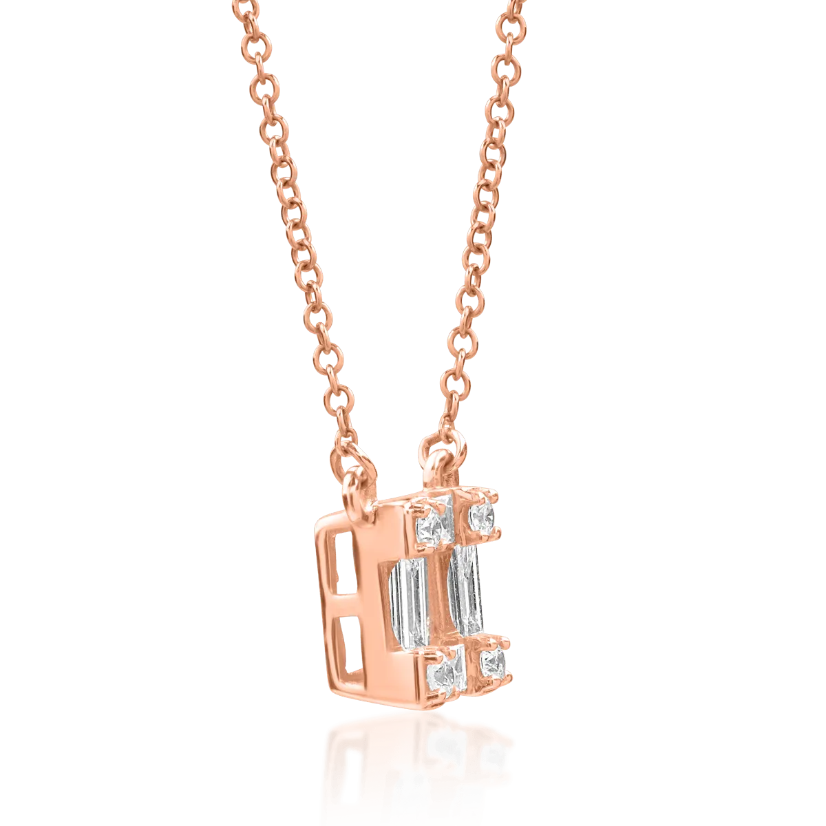 18K rose gold pendant chain with 0.268ct diamonds