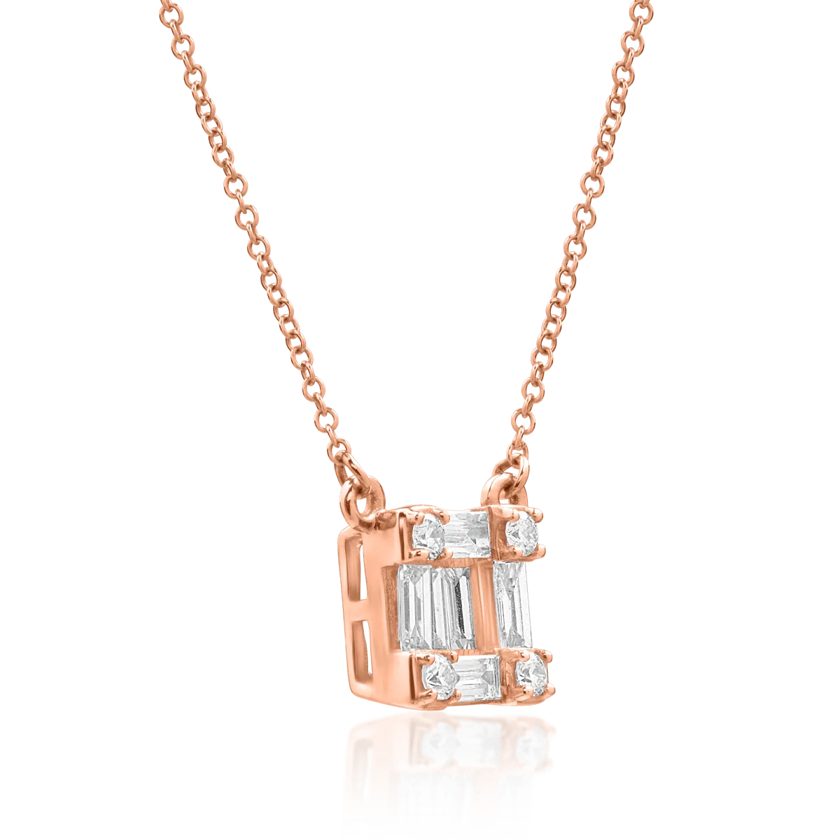 Lant cu pandantiv din aur roz de 18K cu diamante de 0.268ct