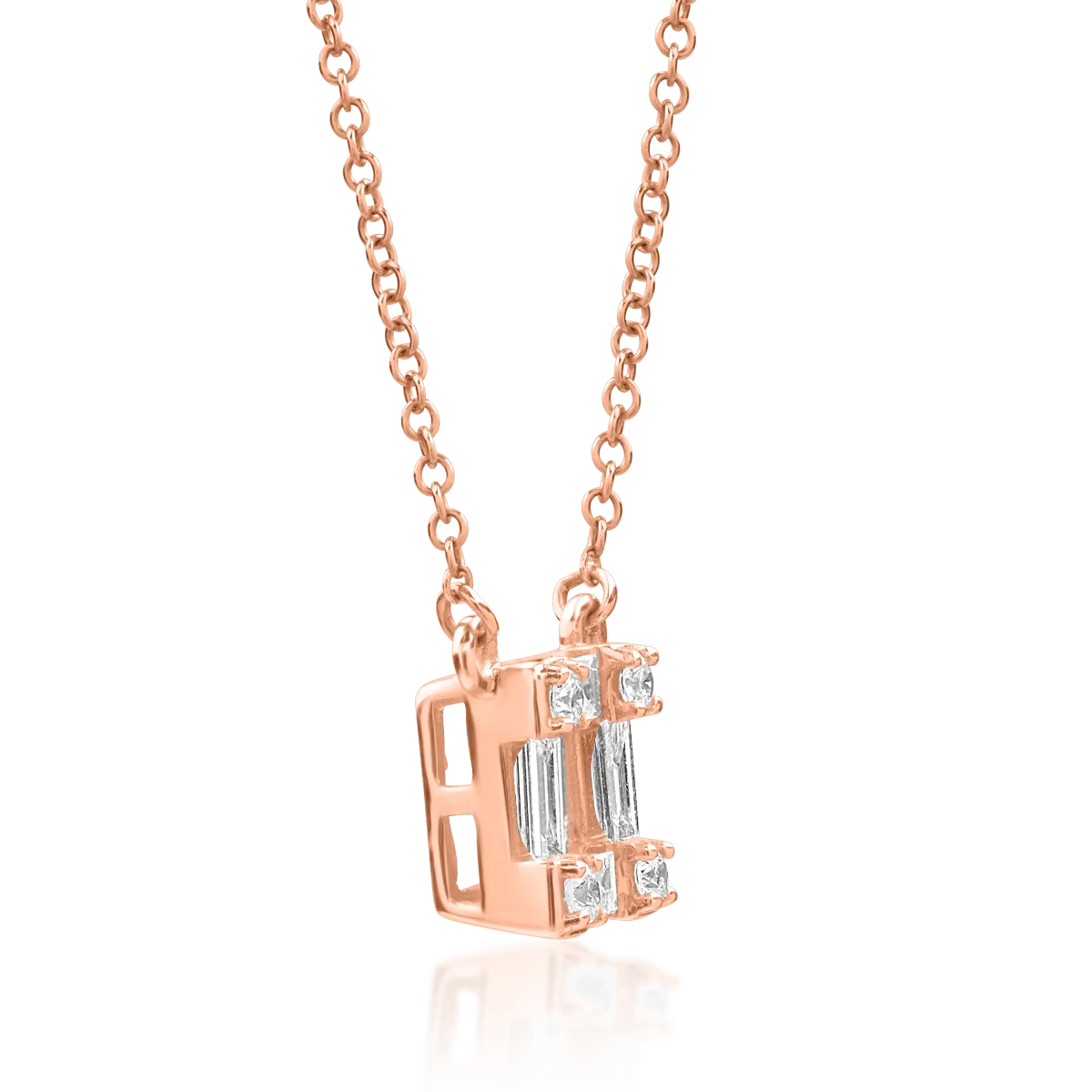 Lant cu pandantiv din aur roz de 18K cu diamante de 0.268ct