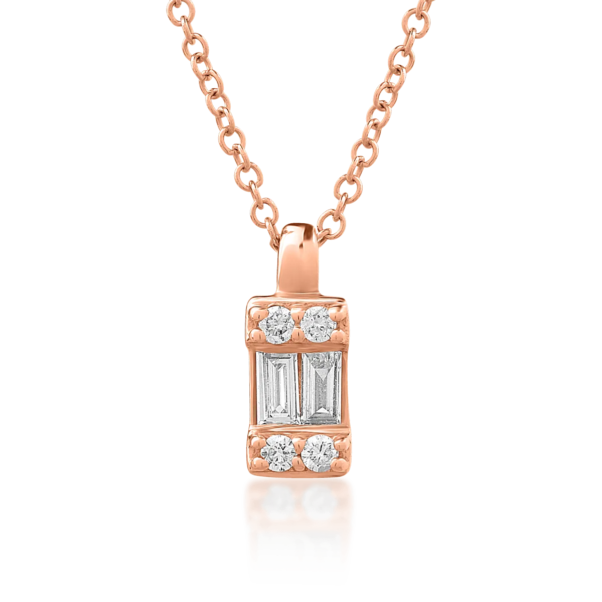 18K rose gold pendant chain with 0.083ct diamonds