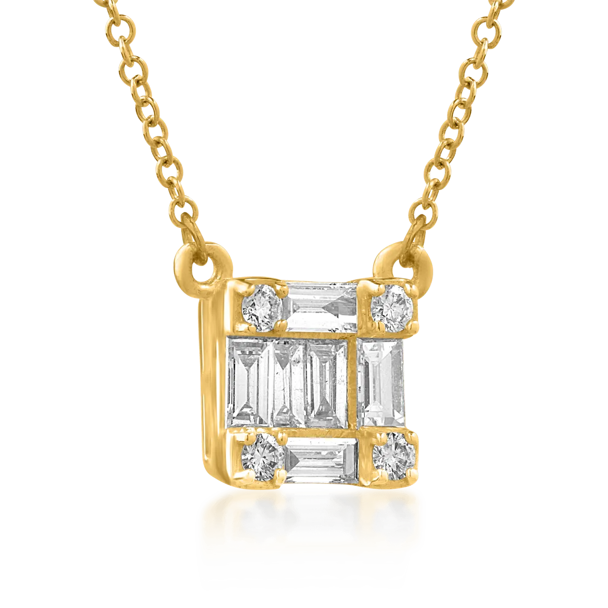 18K yellow gold pendant chain with 0.286ct diamonds
