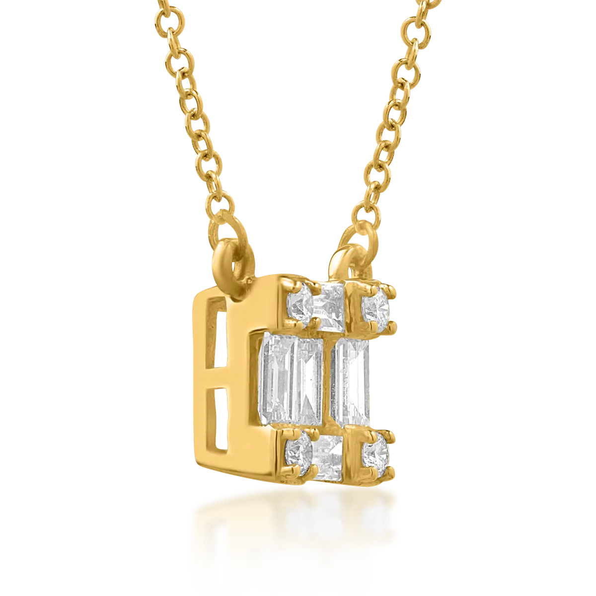 18K yellow gold pendant chain with 0.286ct diamonds