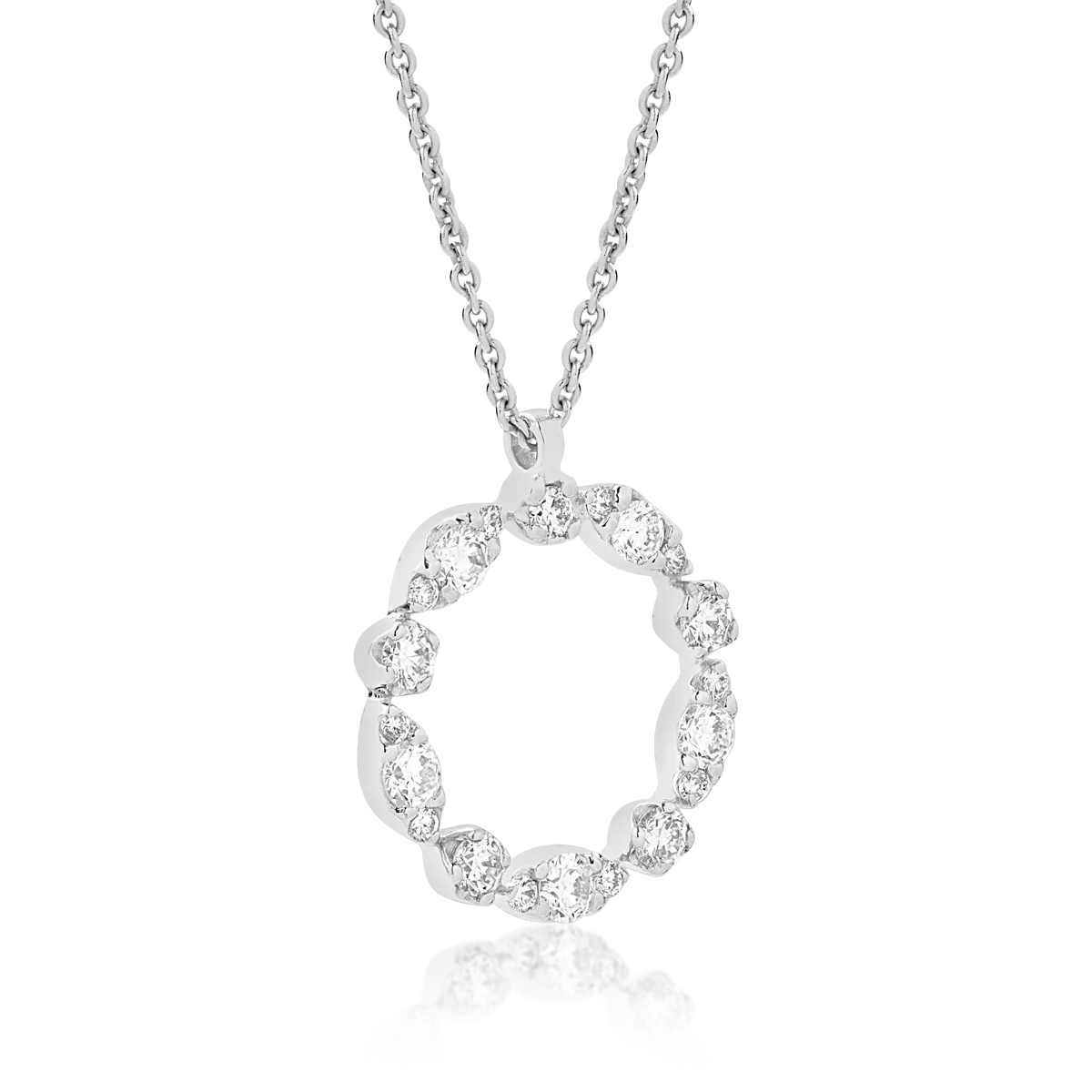 Lánc, 18 k fehér arany pandant 0.35ct gyémánt