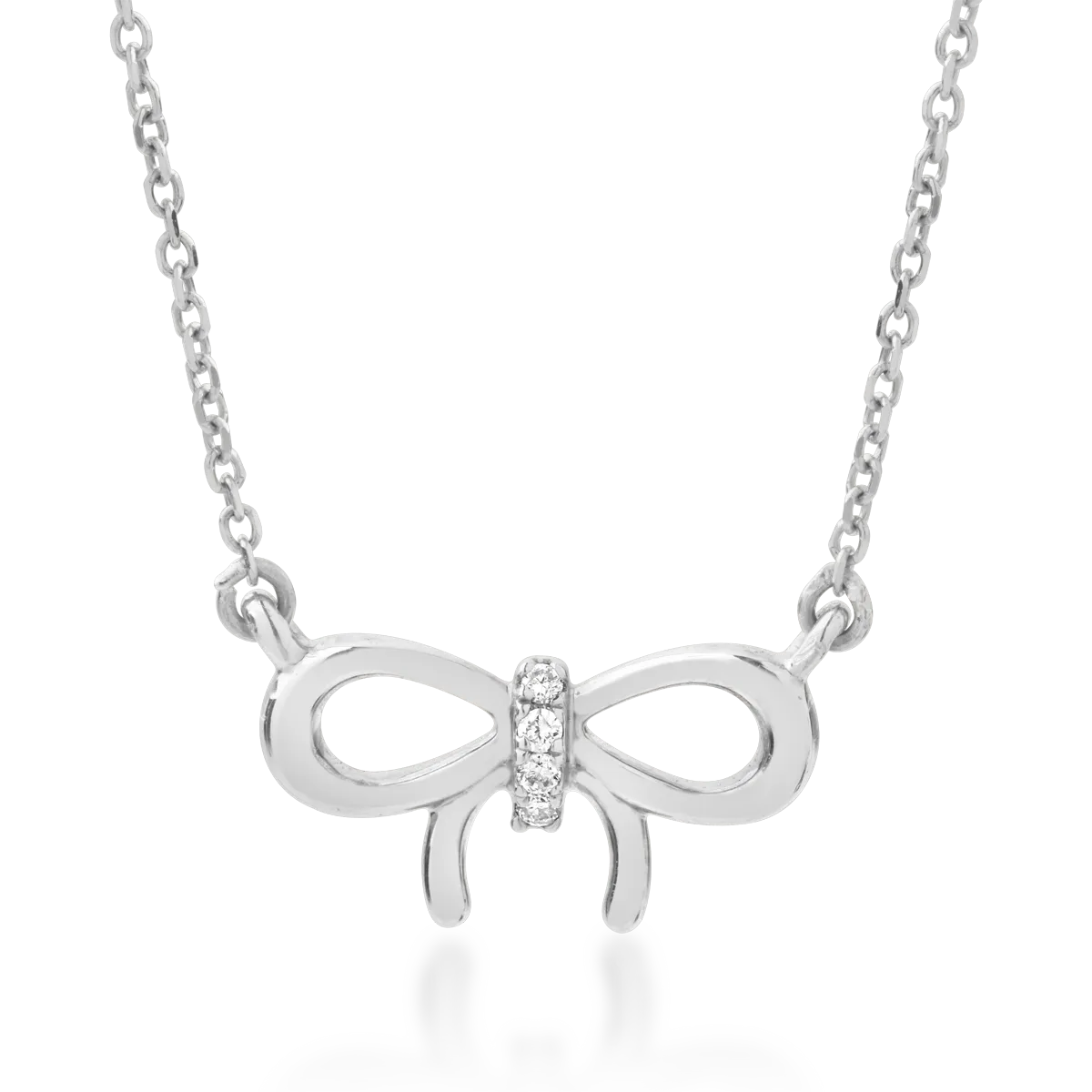 18K white gold knot pendant necklace with 0.01ct diamonds