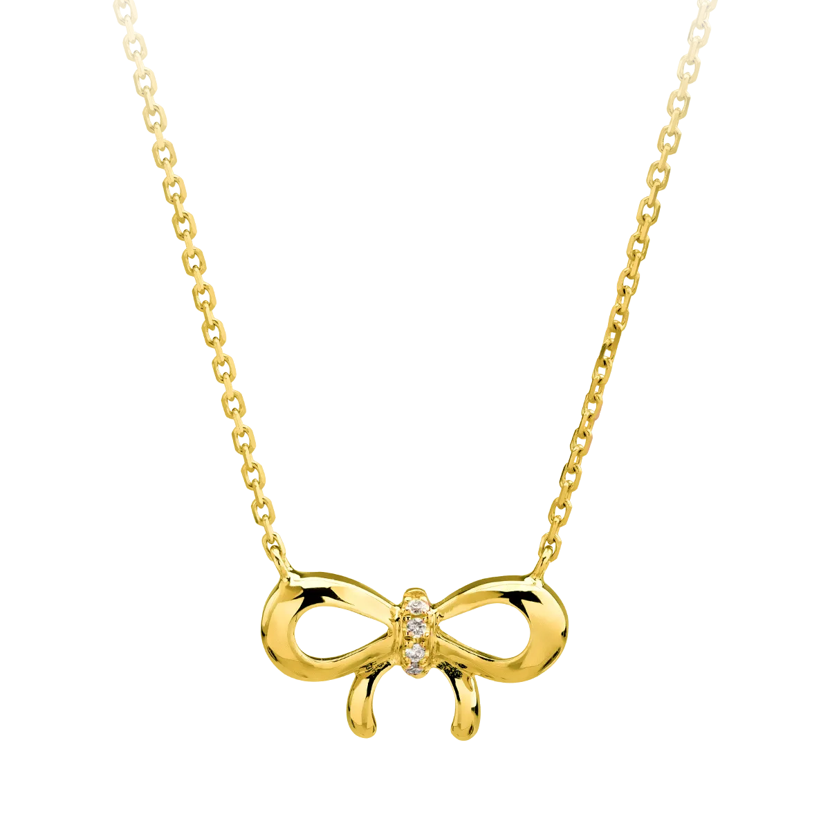 18K yellow gold knot pendant chain with 0.01ct diamonds