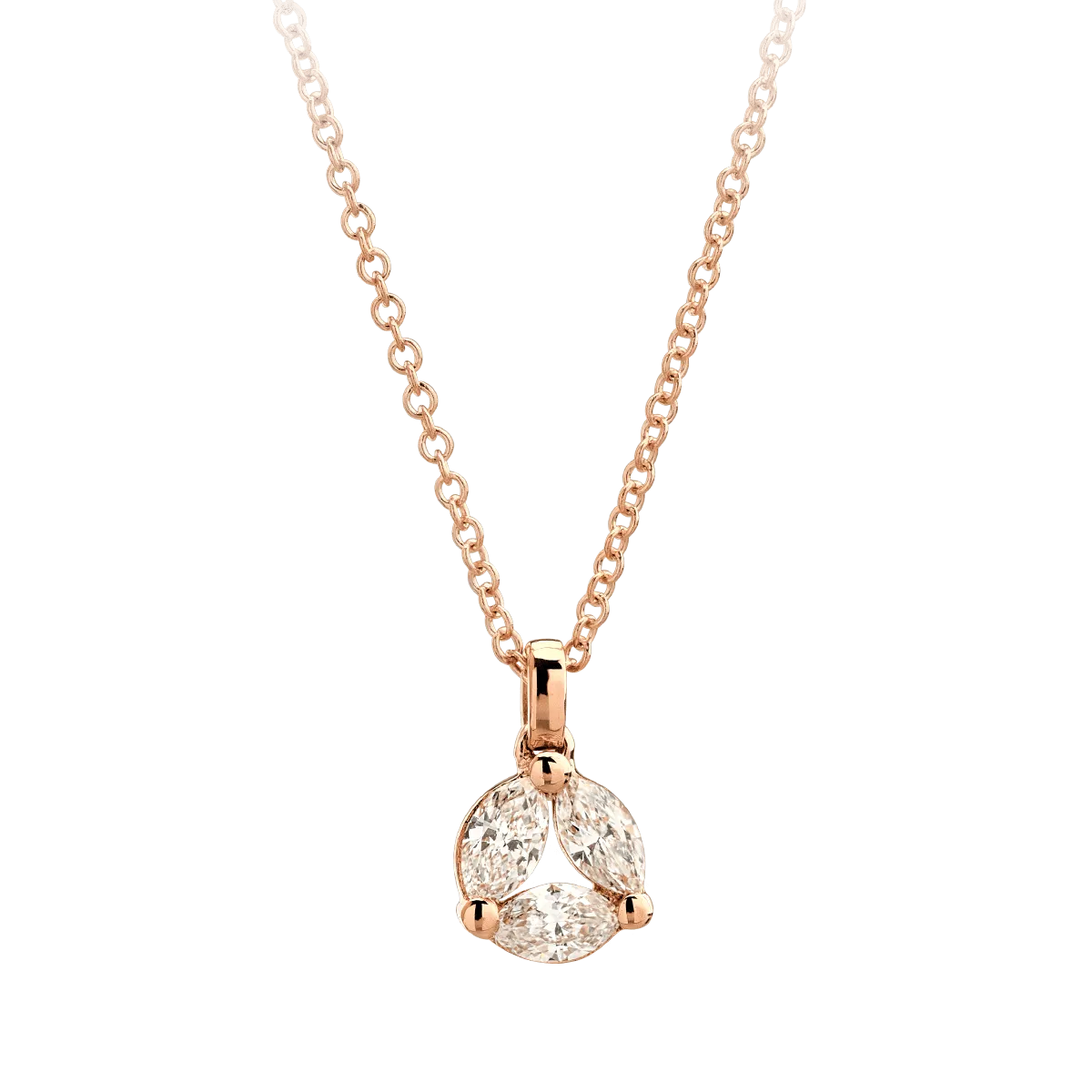 18K rose gold pendant chain with 0.188ct diamonds