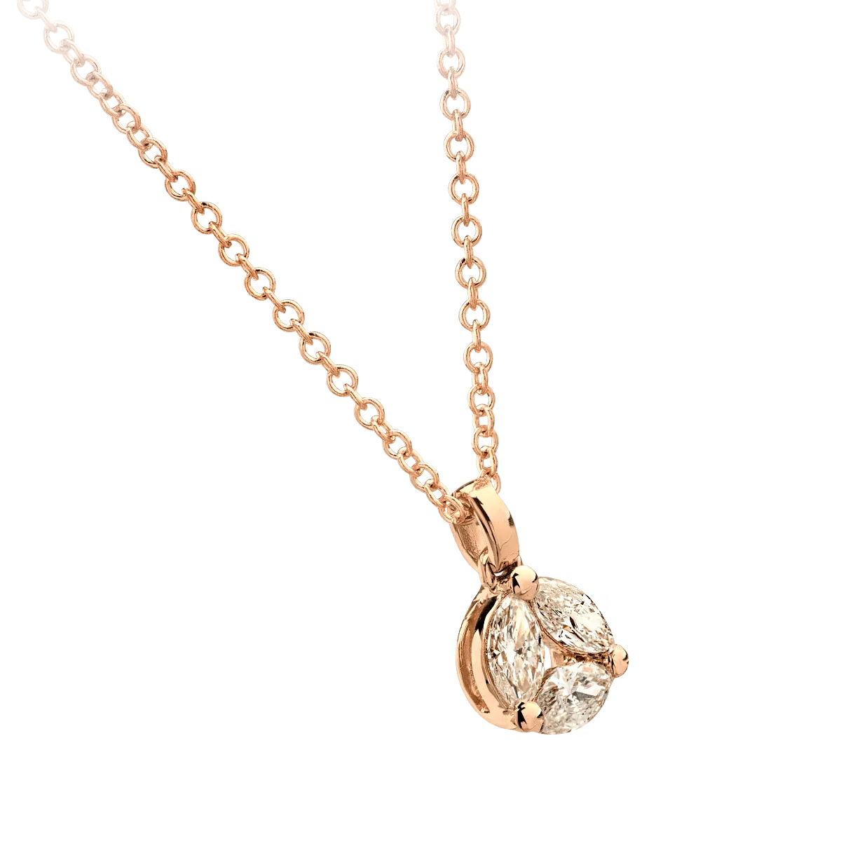 18K rose gold pendant chain with 0.188ct diamonds