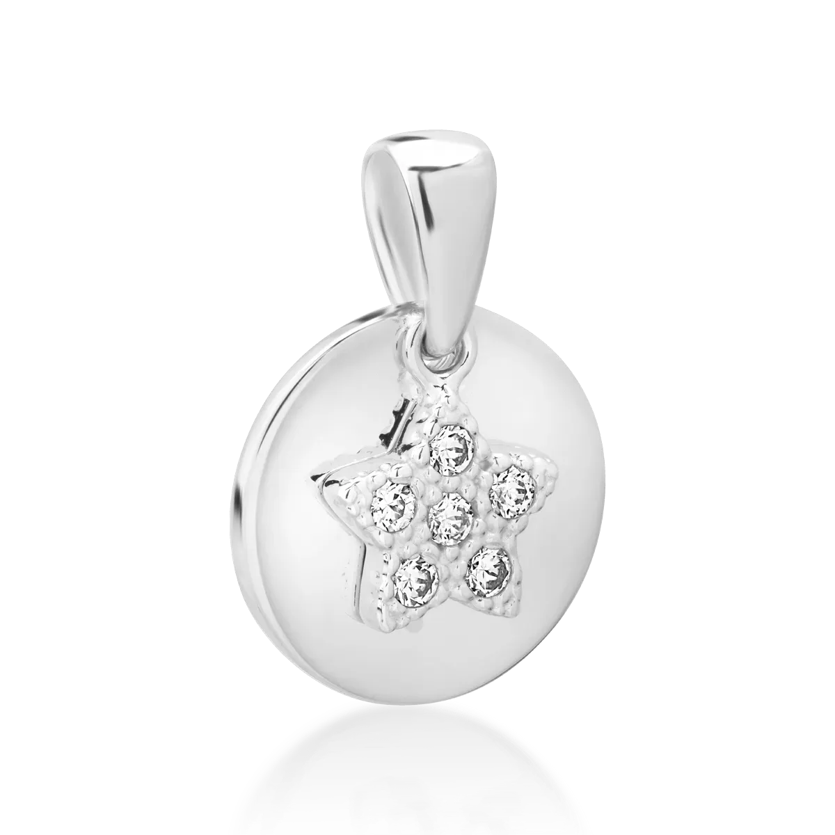 Pandantiv cu stea din aur alb de 14K-105867