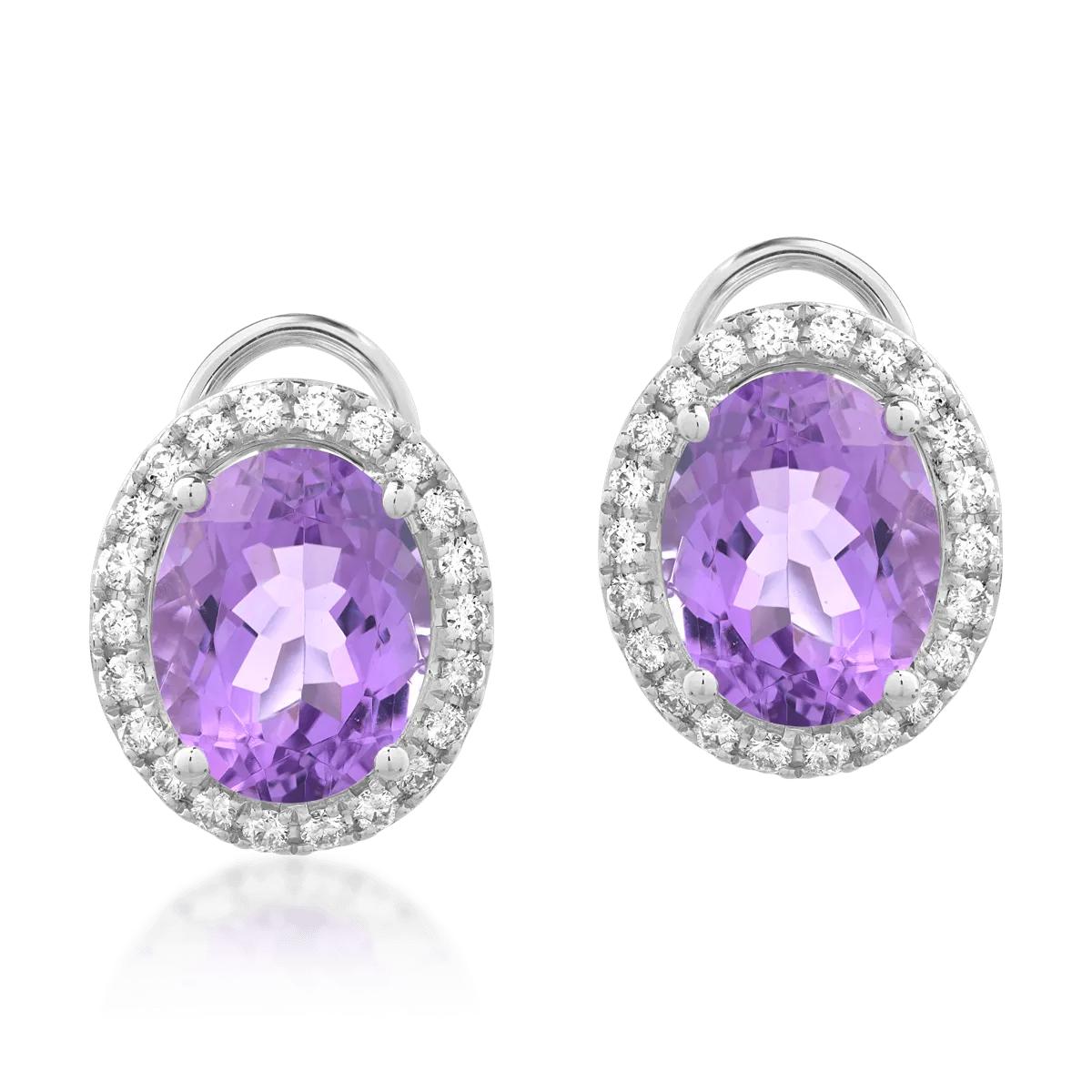 18K white gold earrings with amethysts of 4.06ct and diamonds of 0.33ct