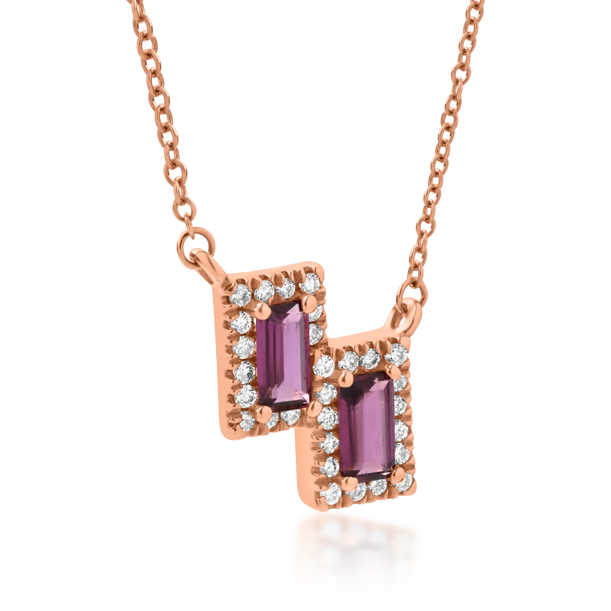 Wisiorek z 18K różowego złota z 0.29ct granatami i 0.08ct diamentami