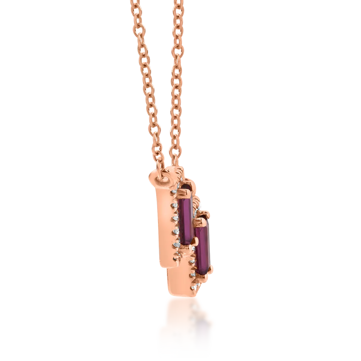 Wisiorek z 18K różowego złota z 0.29ct granatami i 0.08ct diamentami