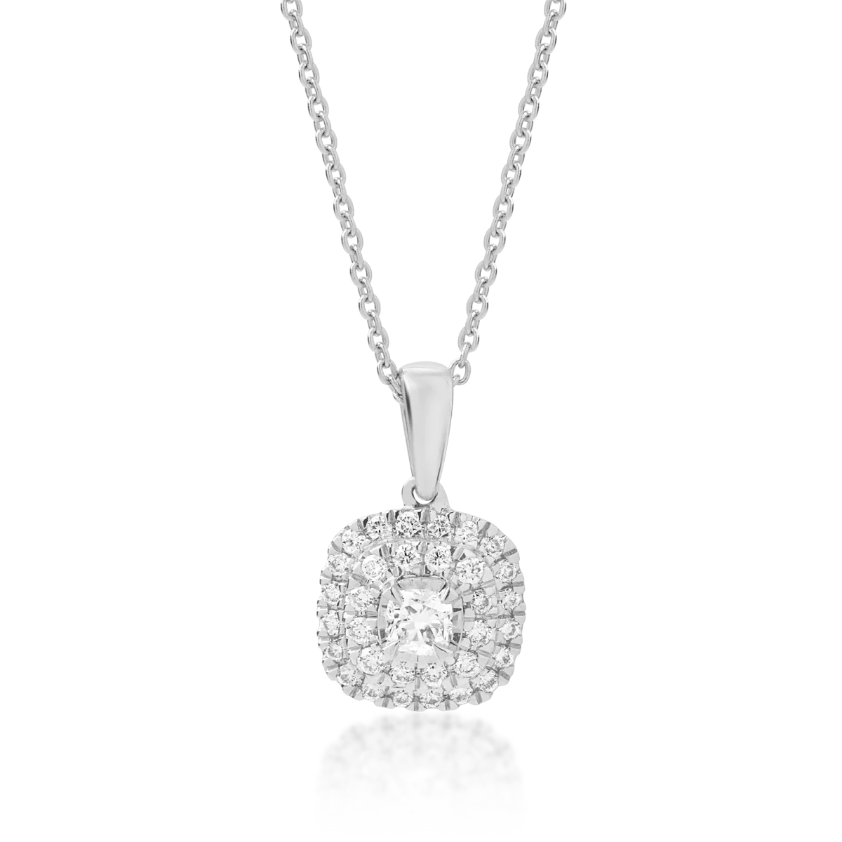 18K white gold pendant necklace with 0.05ct diamond and 0.08ct diamonds