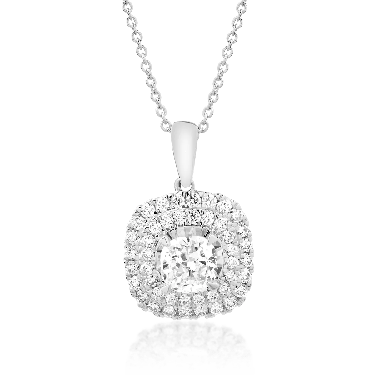 Lant cu pandantiv din aur alb de 18K cu diamante de 0.55ct-117620