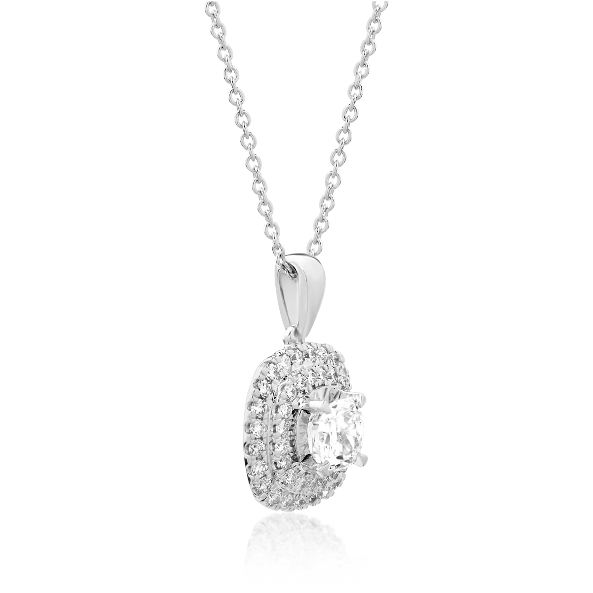 Lant cu pandantiv din aur alb cu diamante de 0.55ct