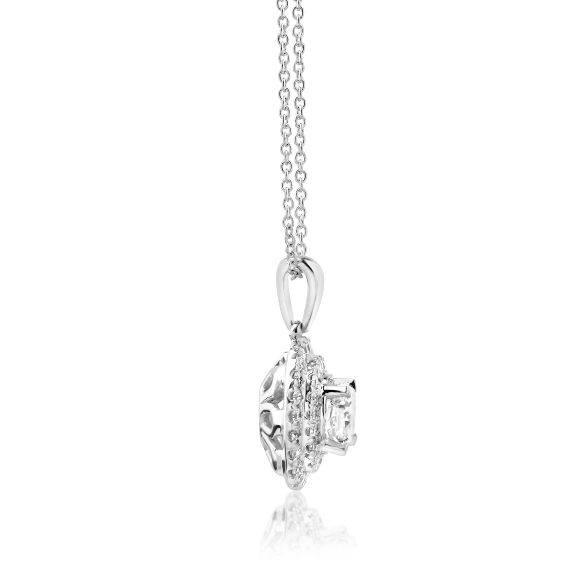 Lant cu pandantiv din aur alb cu diamante de 0.55ct