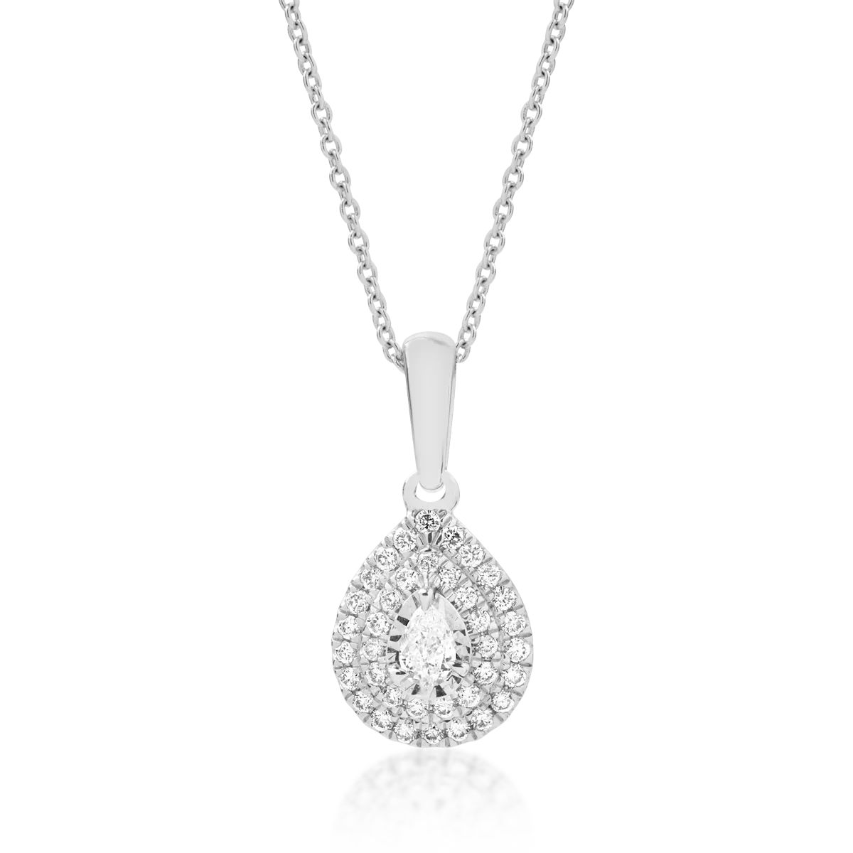 Lant cu pandantiv din aur alb de 18K cu diamant de 0.06ct si diamante de 0.1ct-117630