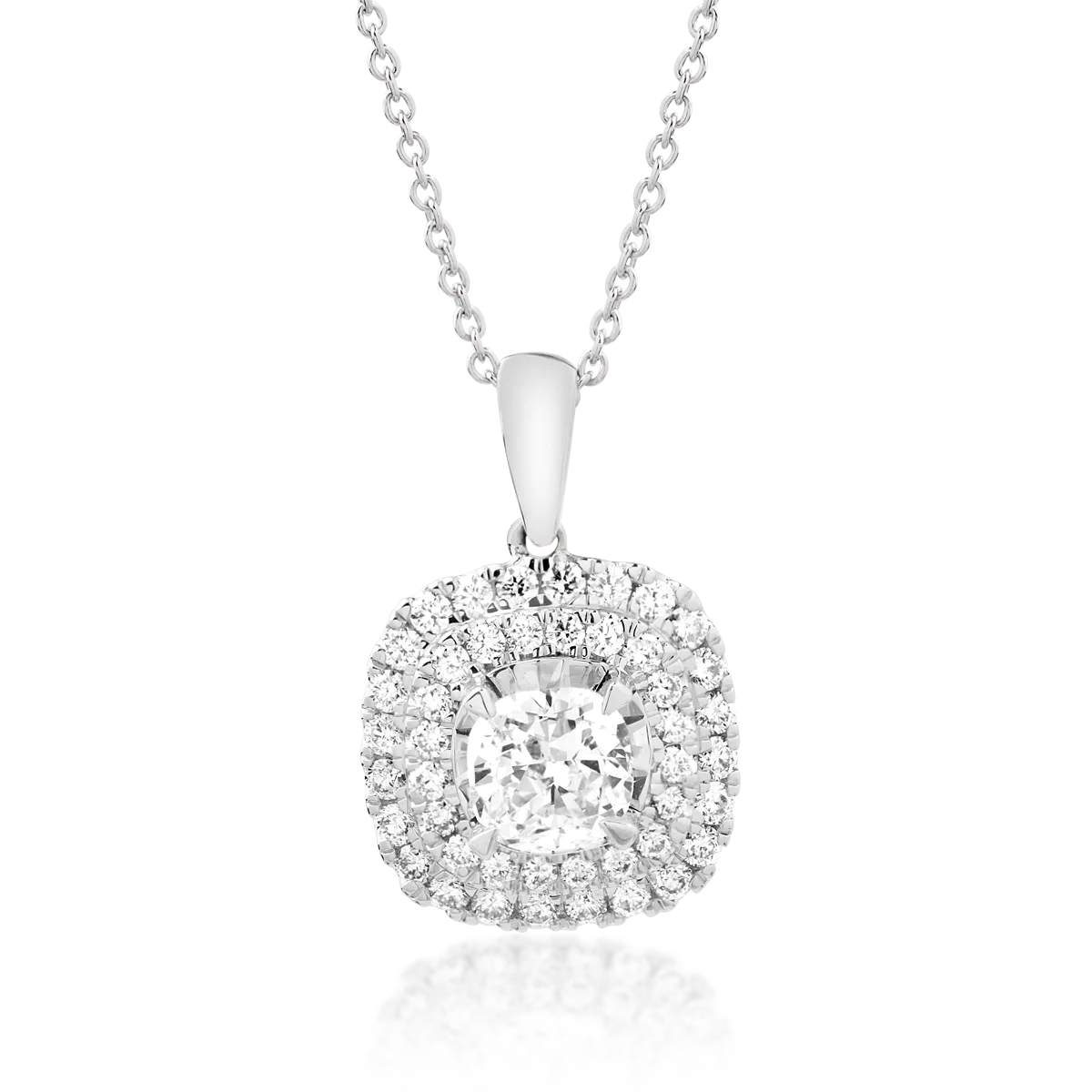 18K white gold pendant chain with 0.2ct diamond and 0.11ct diamonds