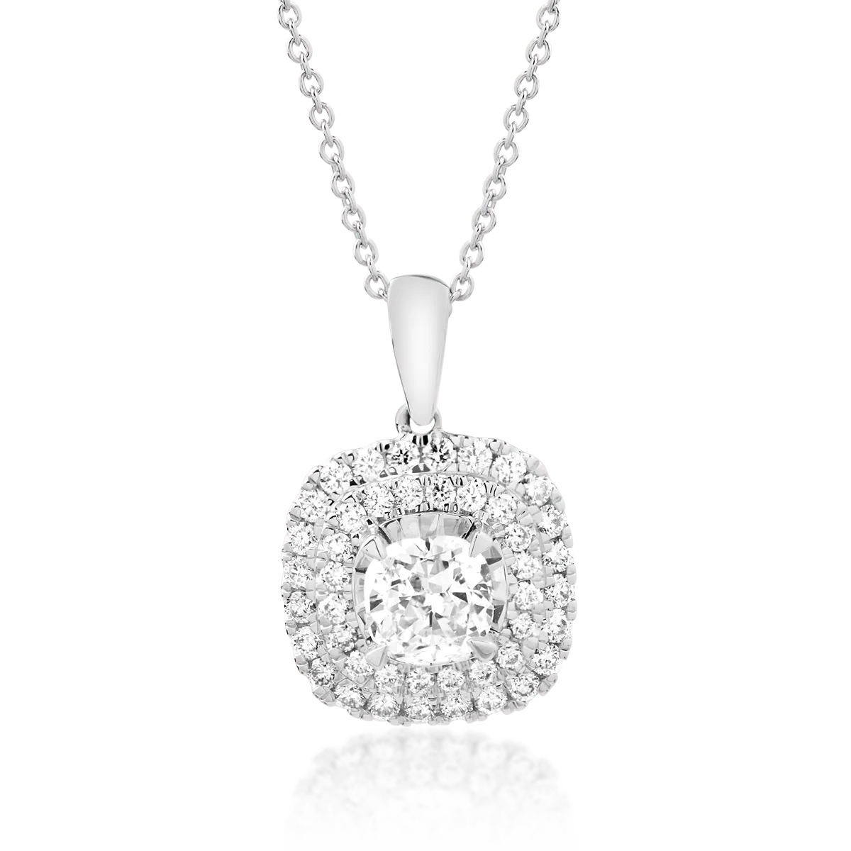 Lant cu pandantiv din aur alb de 18K cu diamant de 0.2ct si diamante de 0.11ct-117635