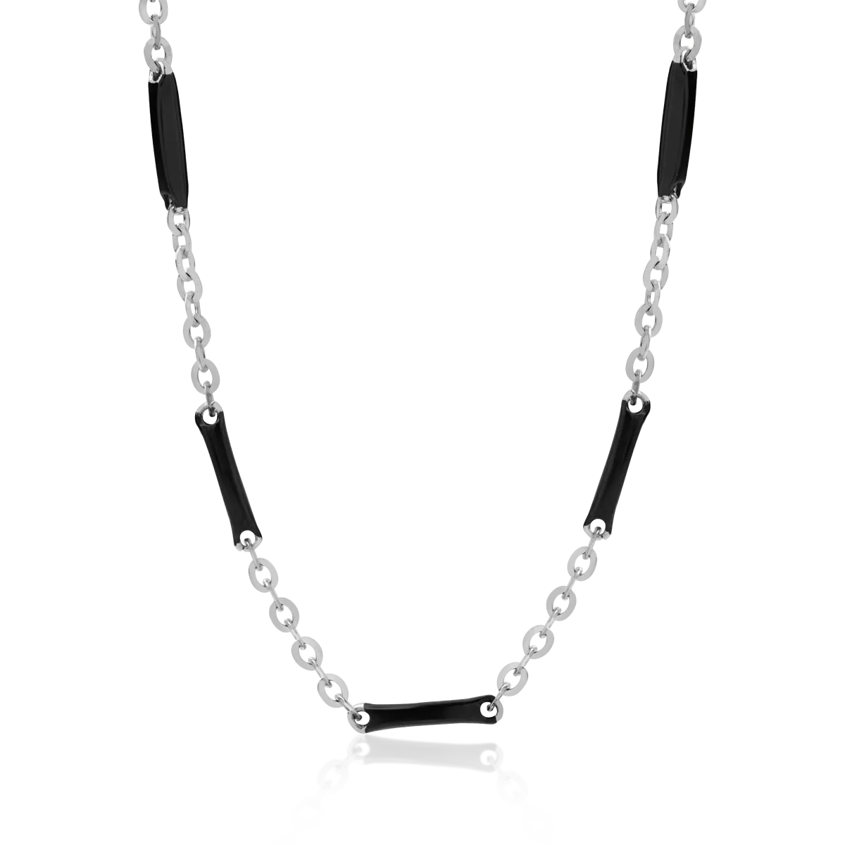 Lant din aur alb-negru de 14K-105932