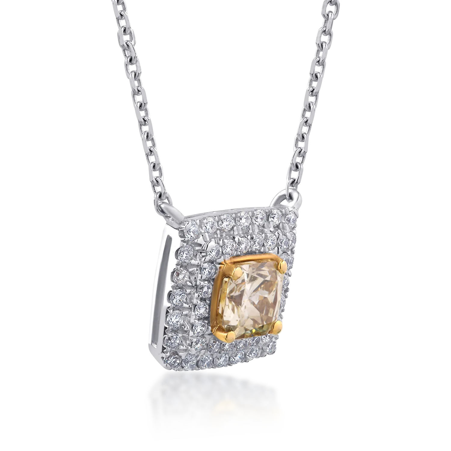 18K fehérarany nyaklánc 0.53ct díszes többszínű gyémánttal és 0.2ct gyémántokkal