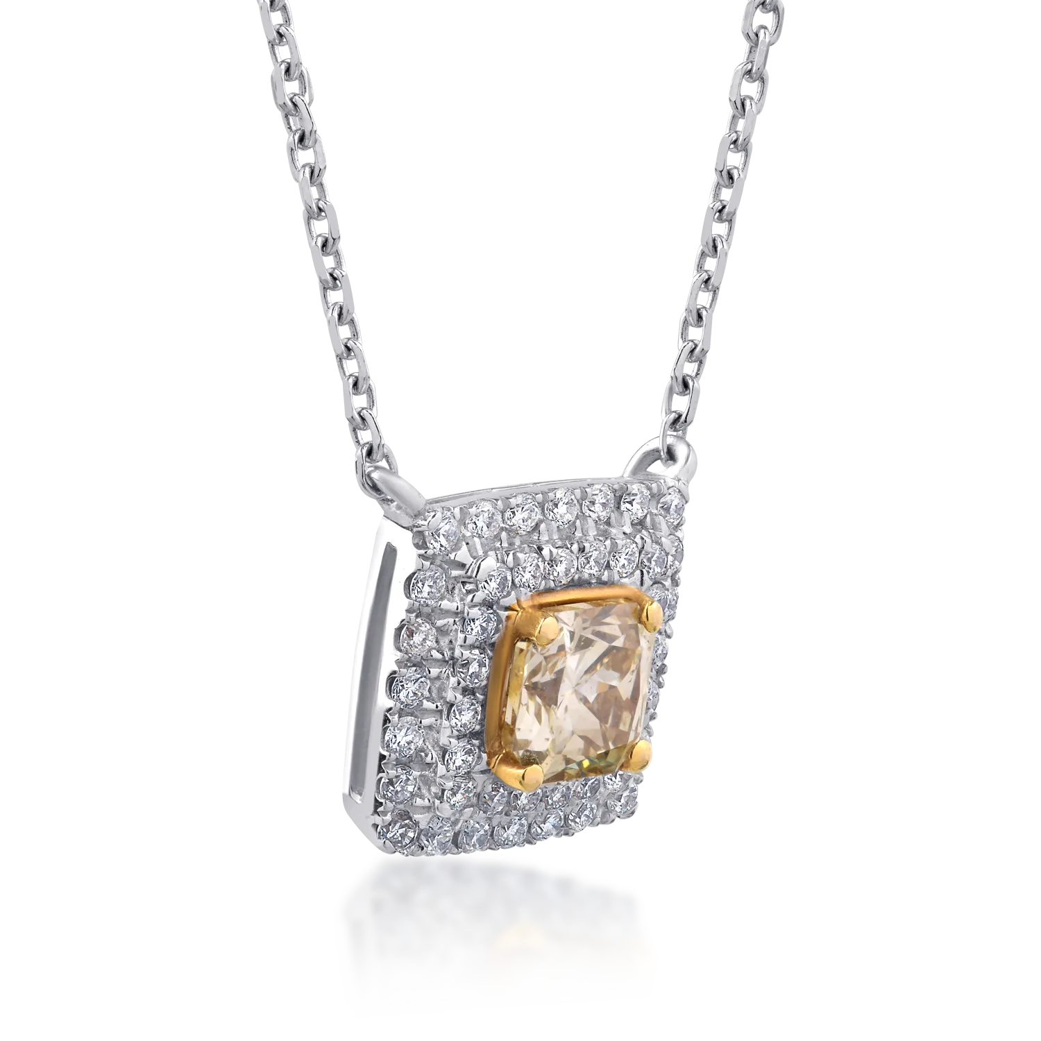 18K white gold pendant necklace with 0.53ct fancy-multicolor diamond and 0.2ct diamonds