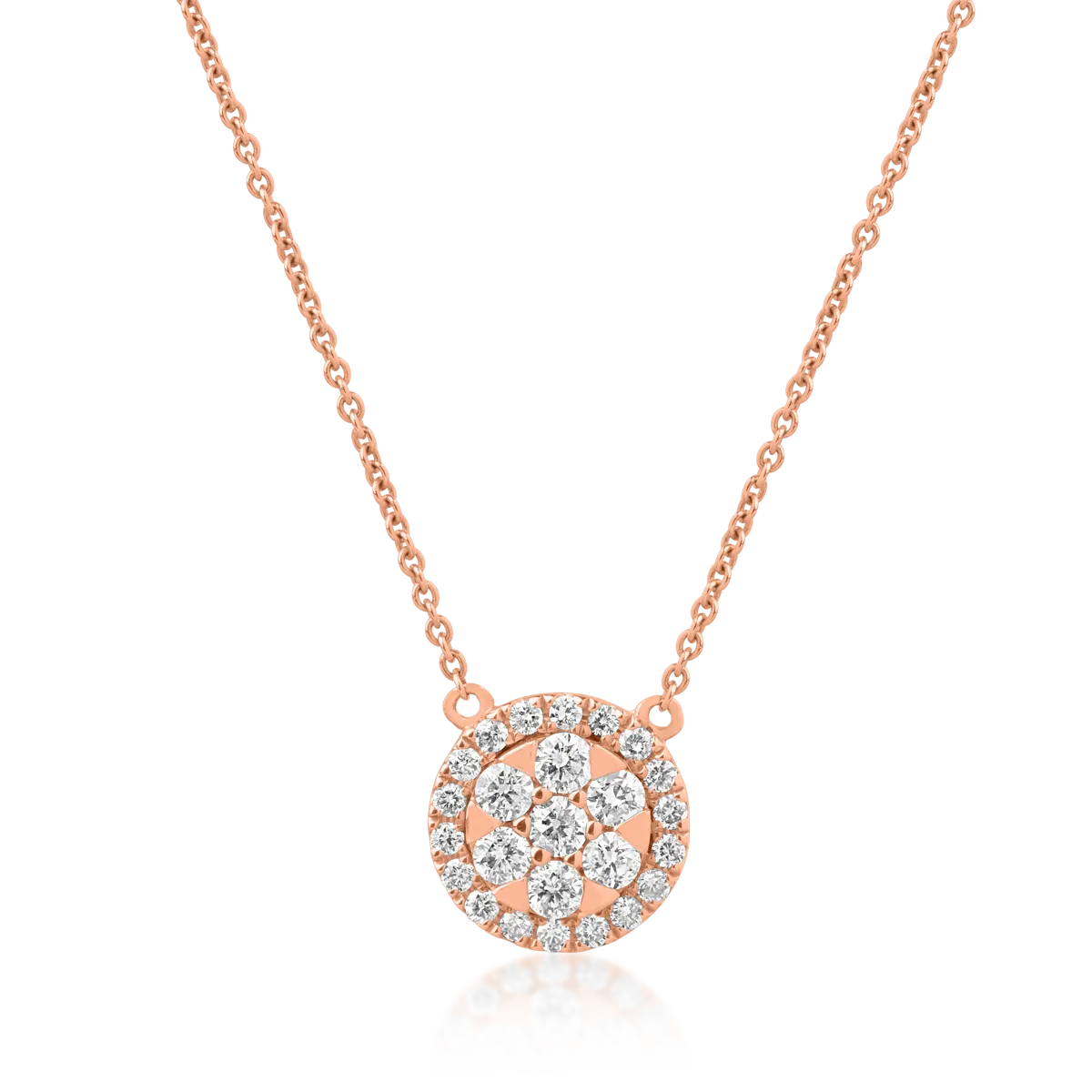 Lant cu pandantiv din aur roz cu diamante de 0.41ct