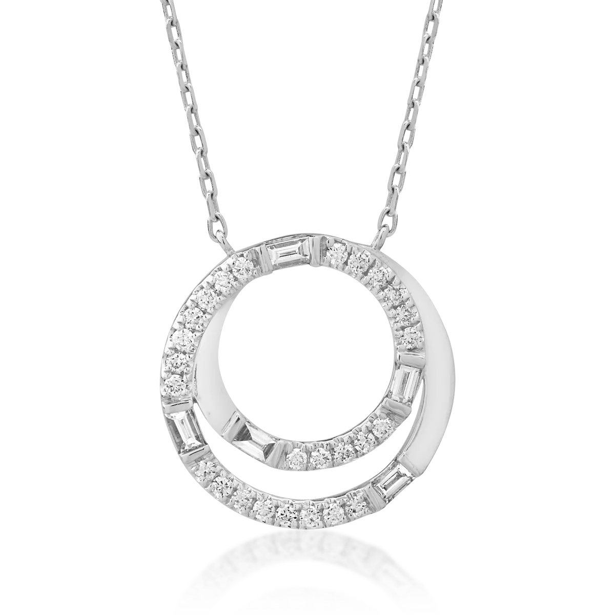Lant cu pandantiv din aur alb de 14K cu diamante de 0.33ct-117257
