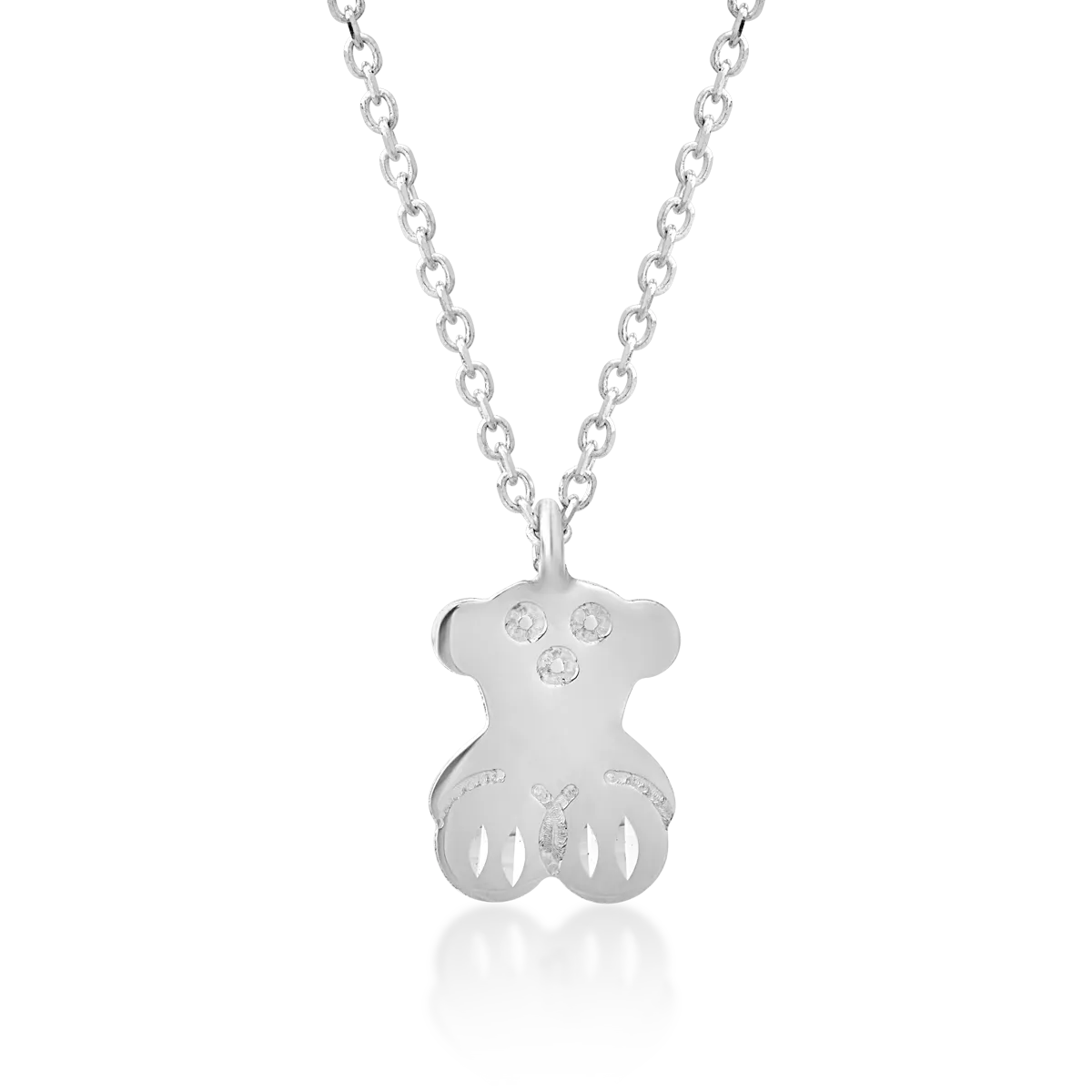 14K white gold teddy bear children's pendant necklace