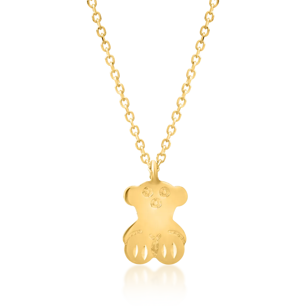 14K yellow gold teddy bear children's pendant necklace