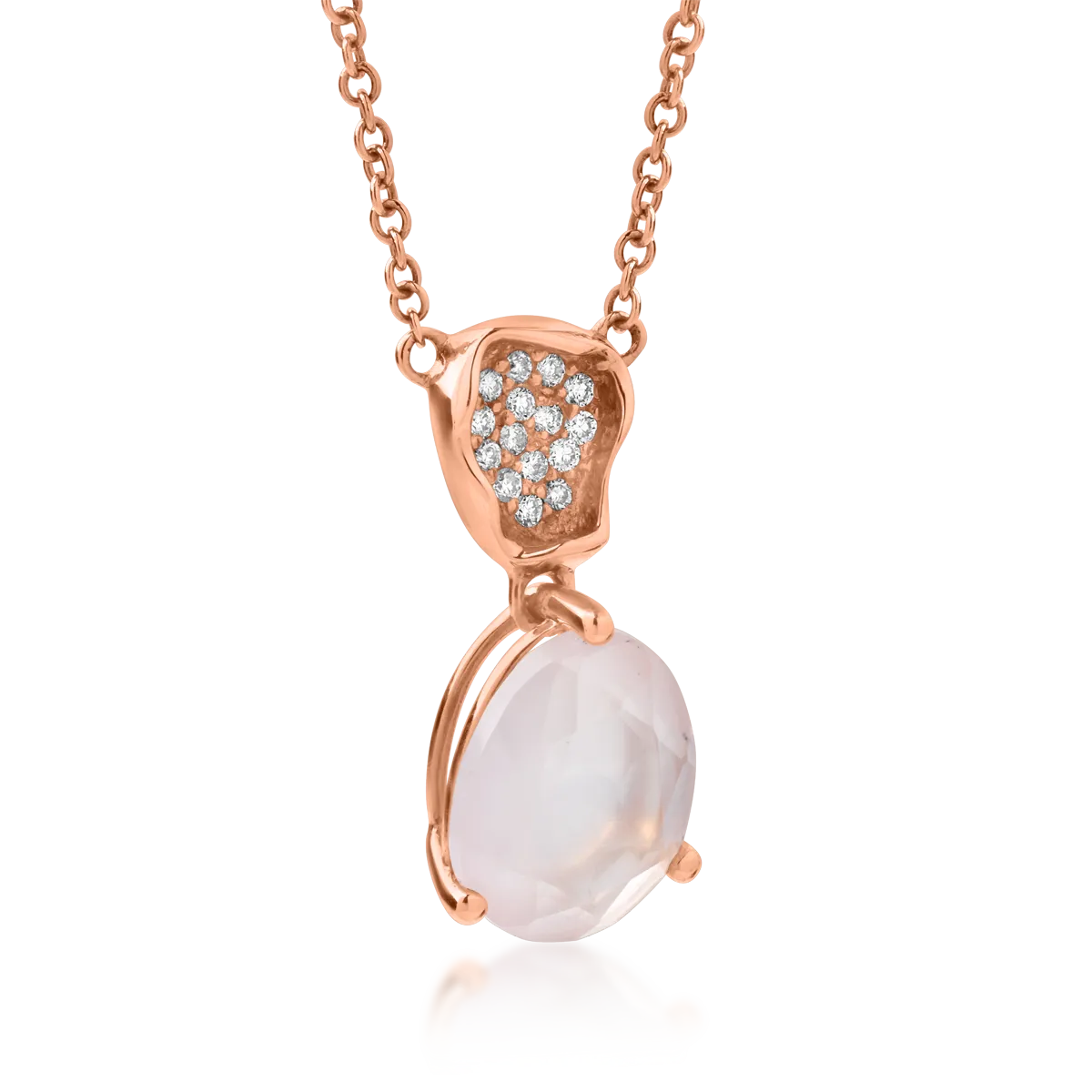 Wisiorek z 18K różowego złota z 2.16ct różowym kwarcem i 0.074ct diamentami