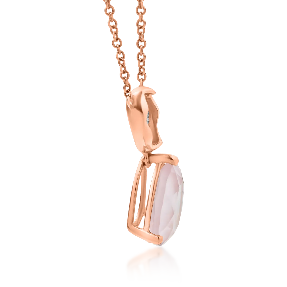 Wisiorek z 18K różowego złota z 2.16ct różowym kwarcem i 0.074ct diamentami