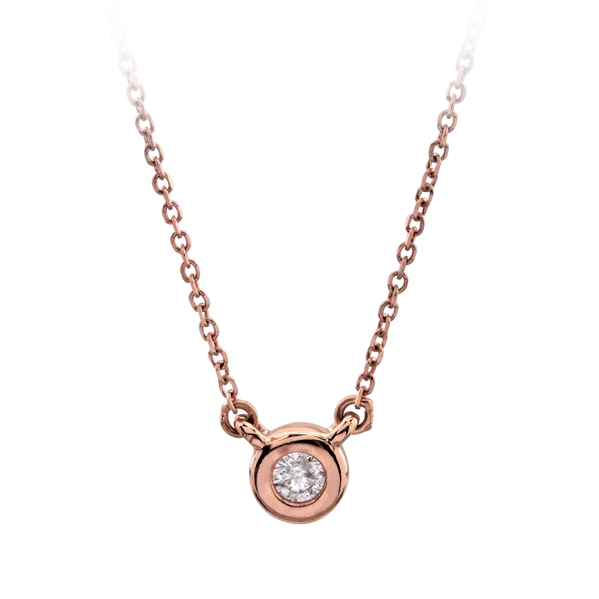 Lant cu pandantiv din aur roz cu diamant de 0.04ct