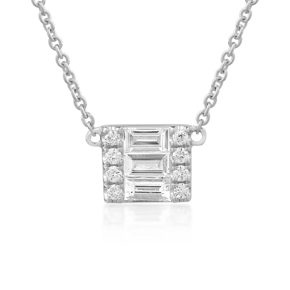 Lánc, 18 k fehér arany pandant 0.24ct gyémántokkal