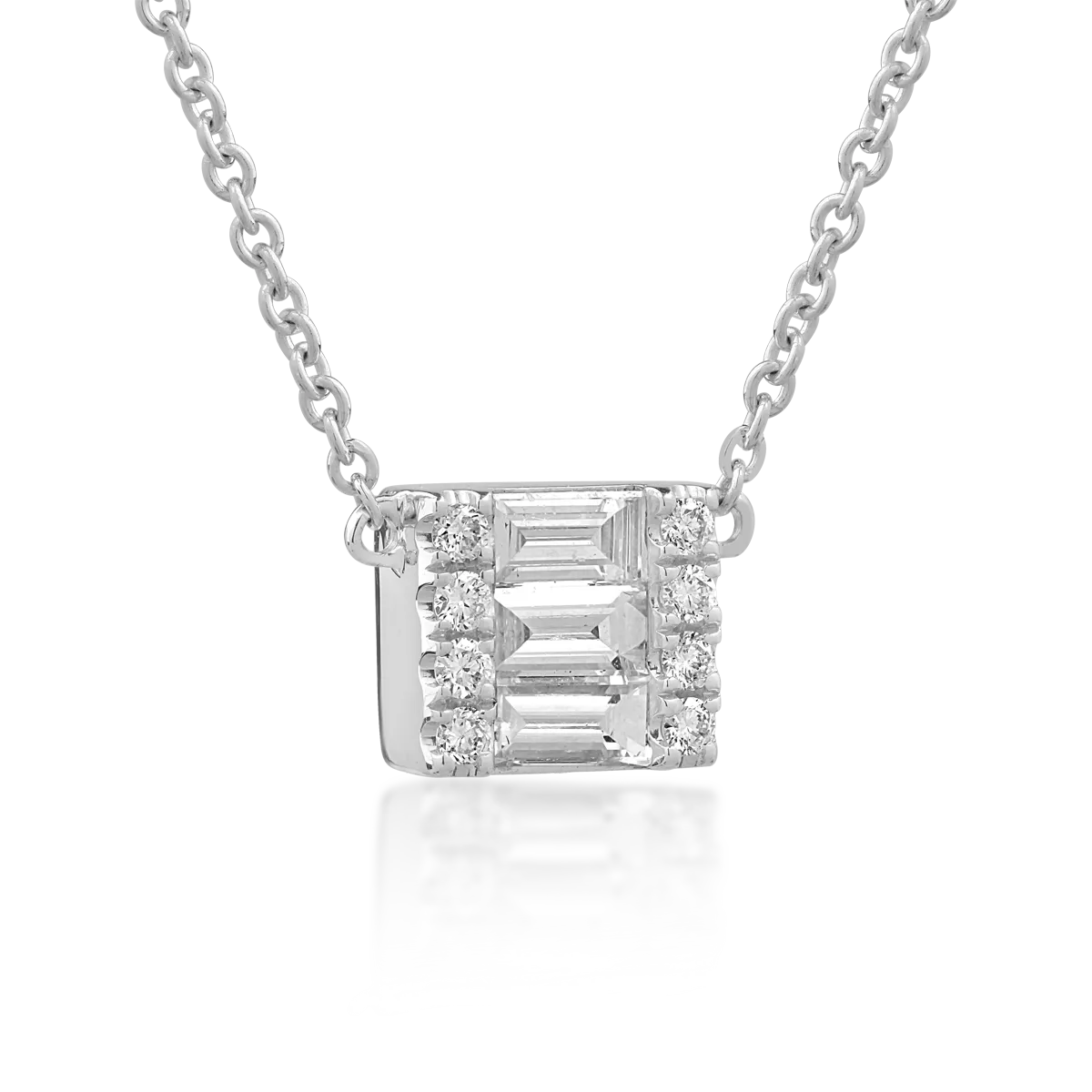 Lánc, 18 k fehér arany pandant 0.24ct gyémántokkal