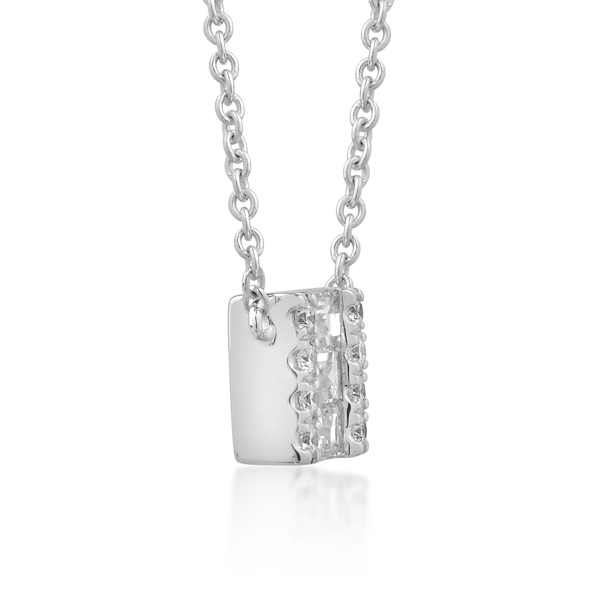 Lánc, 18 k fehér arany pandant 0.24ct gyémántokkal