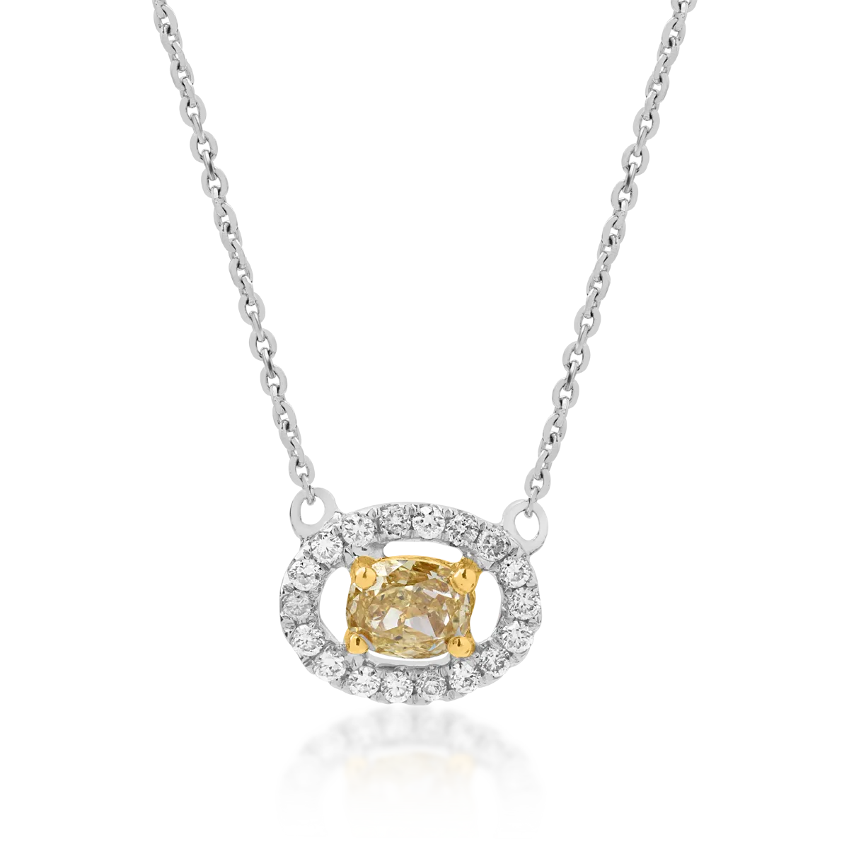 18K white gold pendant necklace with fancy diamond of 0.3 and clear diamonds of 0.094ct