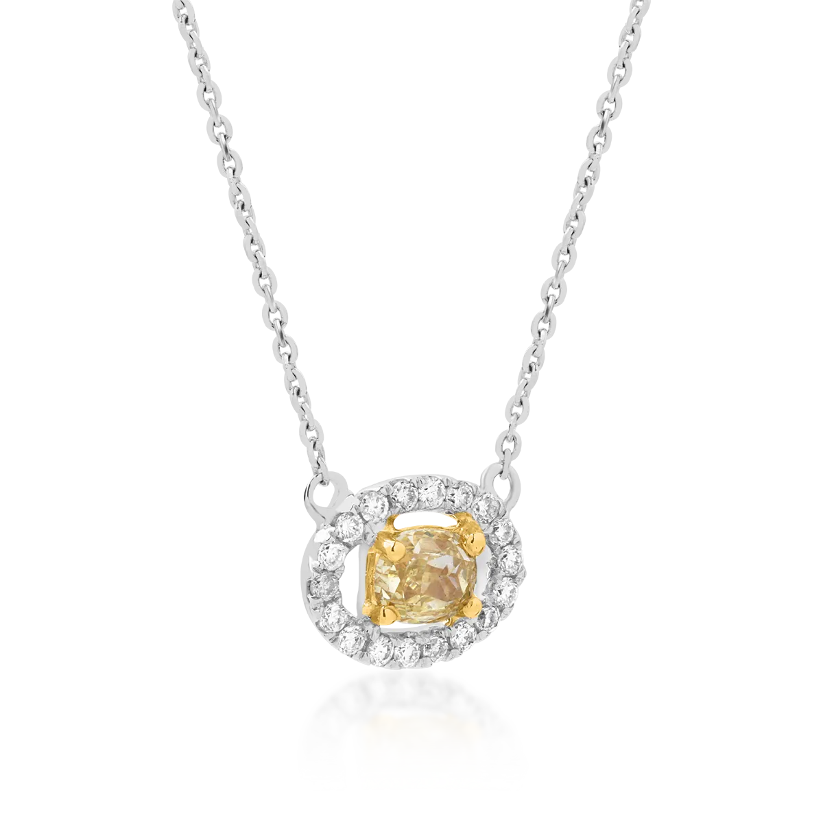 18K white gold pendant necklace with fancy diamond of 0.3 and clear diamonds of 0.094ct