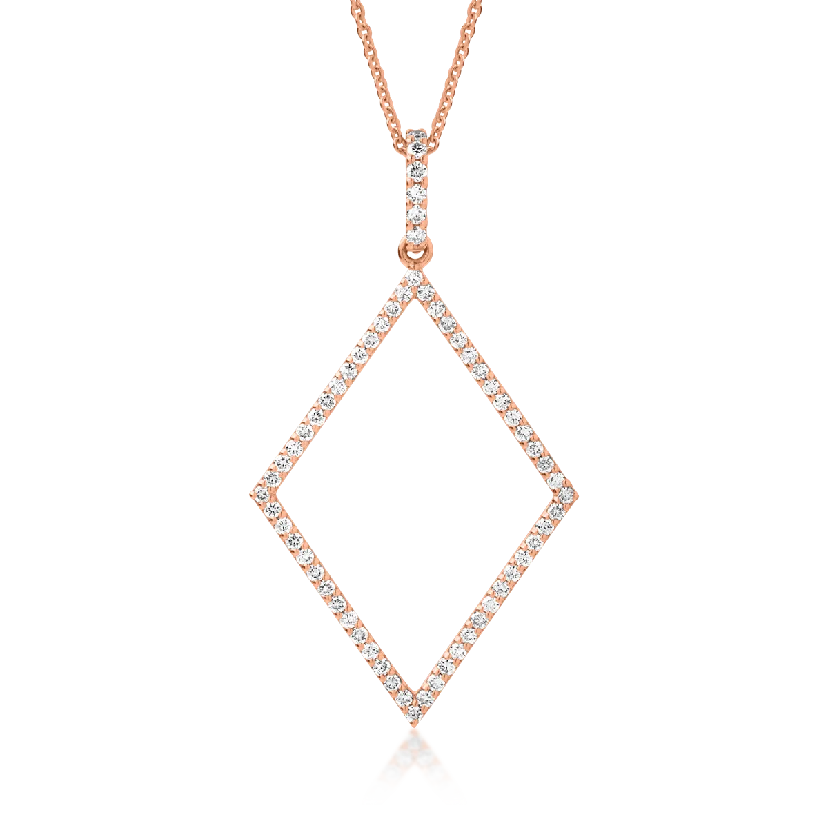 Lant cu pandantiv forma geometrica din aur roz cu diamante de 0.54ct