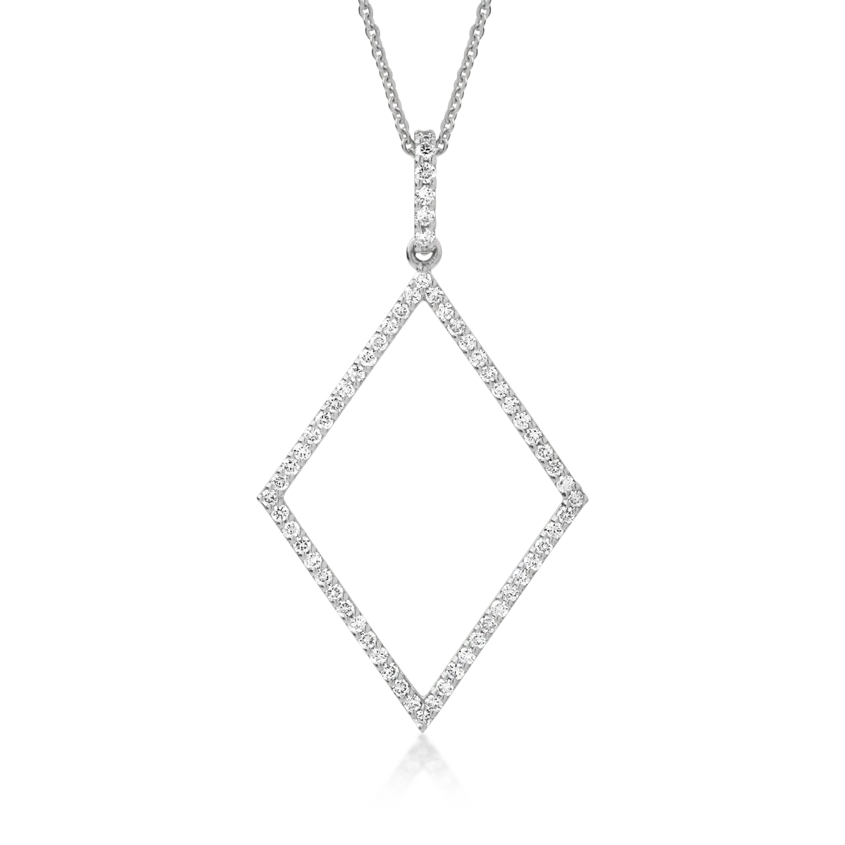 Teilor Lant cu pandantiv forma geometrica din aur alb cu diamante de 0.54ct