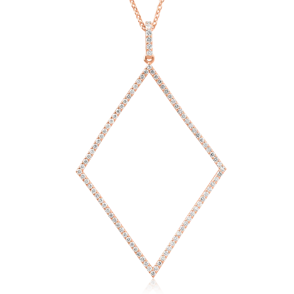 Lant cu pandantiv din aur roz cu diamante de 0.76ct