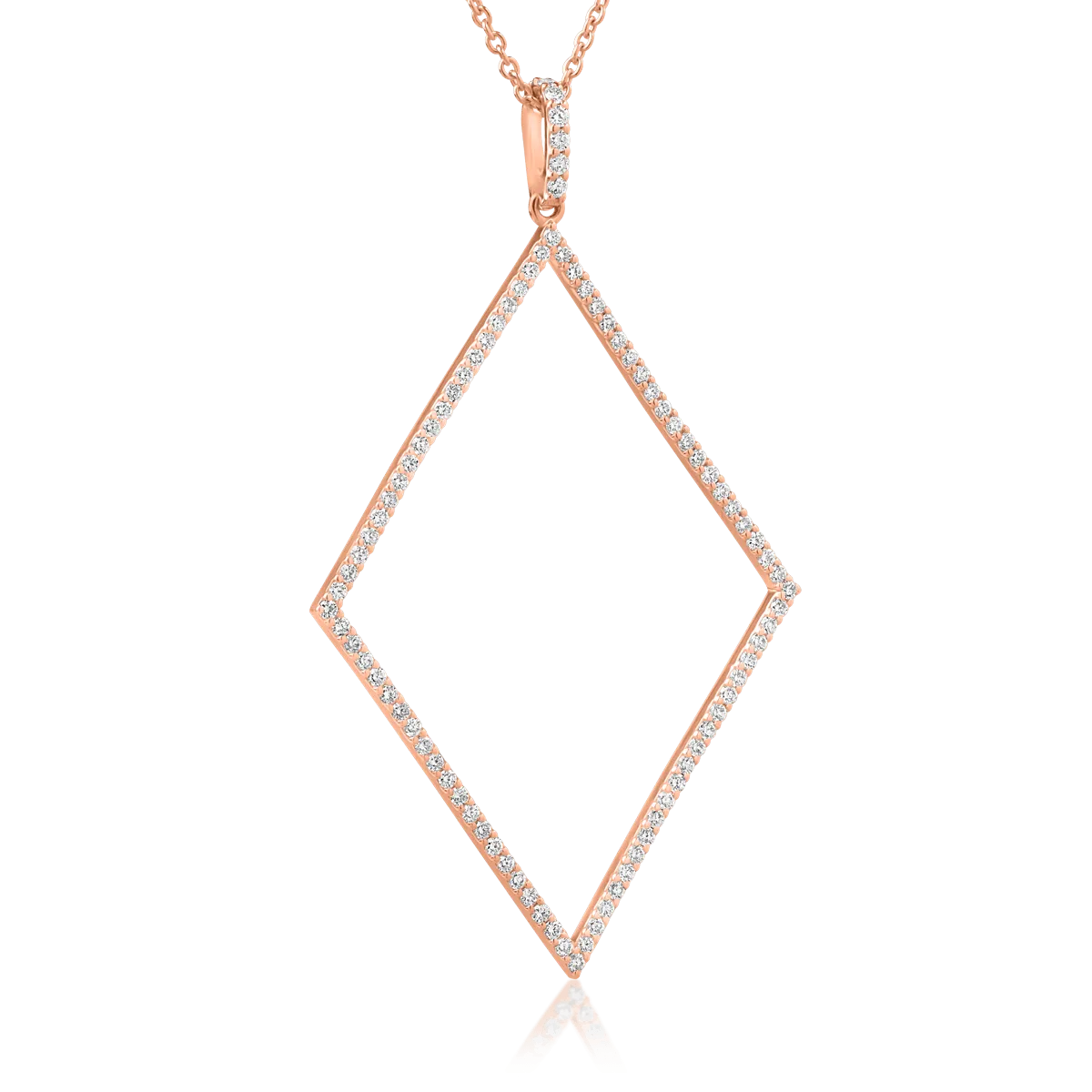 Lant cu pandantiv din aur roz cu diamante de 0.76ct
