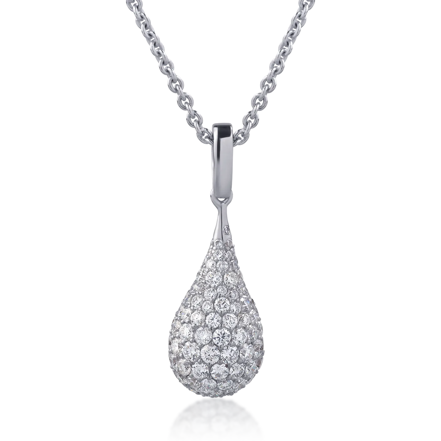 Lant cu pandantiv din aur alb de 18K cu diamante de 1.51ct-116971