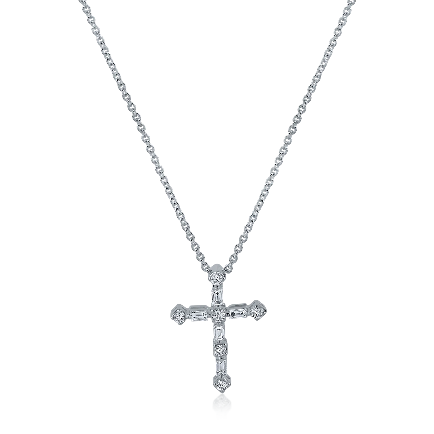 White gold cross pendant necklace with 0.23ct diamonds