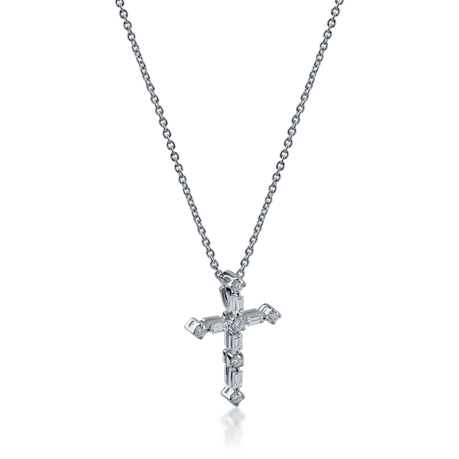White gold cross pendant necklace with 0.23ct diamonds