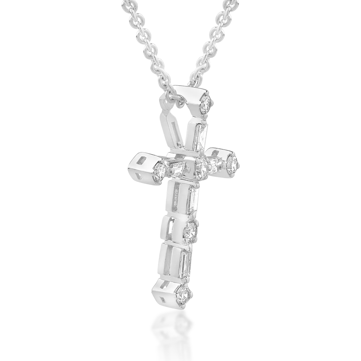 White gold cross pendant necklace with 0.23ct diamonds